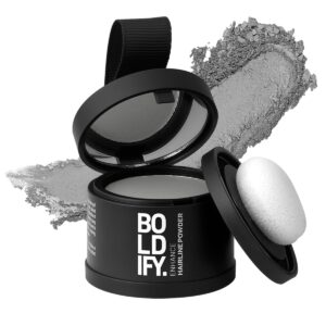 BOLDIFY Hairline Powder – Root Touch Up Hair Color for Gray Coverage – Bald Spot Concealing Hair Powder for Women & Men – 48-Hour Stain-Proof – Gray