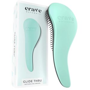 Crave Naturals Biggie Glide Thru Hair Brush – Detangler Brush for Curly, Straight, Wet or Dry Hair – Gentle Detangling Brushes for Adults, Kids, Toddlers – Hair Accessories for Women, 8.4″x3.4″ – Mint