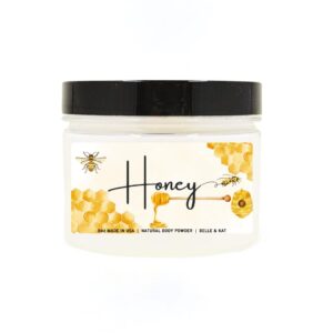 Body Powder for Women & Men, Honey Scented, Perfume Dusting Powder, Bath Powder with Fragrance & Essential Oils, Talc-Free 10oz Container with Lid, Made in USA