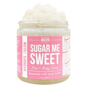 Mojo Spa Sugar Me Sweet Face and Body Scrub | Vanilla, Cotton Candy Scent | Moisturizing Sugar Based Exfoliator | 10 oz