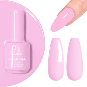 Beetles Pink Gel Nail Polish- 1 Pcs 15ml Pastel Pink Gel Polish Nail Art Baby Pink Color Gel Nail Design Decoration Manicure Salon DIY Soak Off Home Uv Nail Lamp Needed Pink Nail Gel