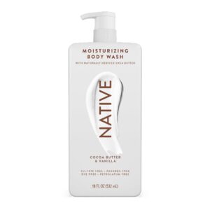Native Moisturizing Body Wash Contains Naturally Derived Ingredients | for Women & Men, Sulfate, Paraben, & Dye Free Leaving Skin Soft & Hydrated | Cocoa Butter & Vanilla 18 oz