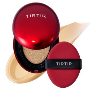 [*Mini Size*] TIRTIR Mask Fit Red Cushion Foundation | Full coverage, Weightless, Skin fit, Satin Glow Finish, Korean Makeup Cushion Foundation (#22W Sheer Beige, 0.15 Fl Oz)