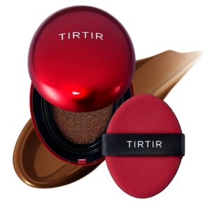 [*Mini Size*] TIRTIR Mask Fit Red Cushion Foundation | Full coverage, Weightless, Skin fit, Satin Glow Finish, Korean Makeup Cushion Foundation (#47N Ebony, 0.15 Fl Oz)