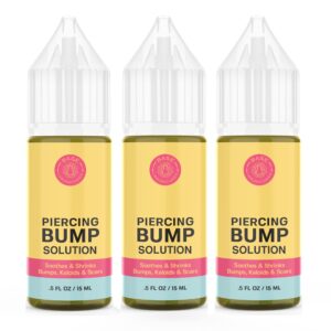BASE LABORATORIES Piercing Bump & Keloid Bump Removal Solution | Soothing Piercing Aftercare | Bump Keloid Scar Removal | Ear & Nose Piercing Cleaner for Keloid Bumps | Piercing Aftercare Oil | 3PK
