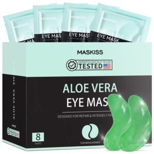 Maskiss Under Eye Patches (8 Pairs), Aloe Vera Eye Masks for Dark Circles Puffy Eyes Undereye Bags, Collagen Eye Patches for Repair and Intensely Hydrate, Skin Care Gift for Her