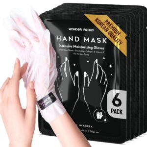 Korean Hand Masks Moisturizing Glove for Dry Hands – Hand Moisturizer Gloves for Women> Men – Hand Therapy Gloves with Collagen> Rose Oil> Shea Butter – White Hydrating Korean Hand Mask Bulk> 6 Pack