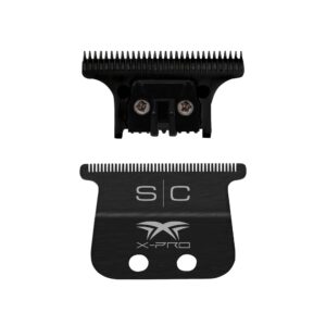 StyleCraft Replacement X-Pro Wide Fixed Black Diamond Carbon Hair Trimmer Blade with The One DLC Cutter Set