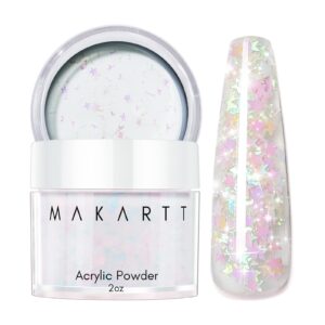 Makartt Glitter Acrylic Powder> 2oz Mixed Sparkly Acrylic Nail Powder> Pink Yellow Star Clear Professional Nail Acrylic Powder for Nail Extension 3D Carving Sticking French Nail Manicure Women Gifts