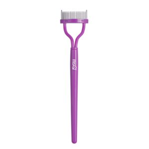 Eyelash Comb Eyebrow Brush MSQ Eyelash Separator Mascara Applicator Eyelash Definer With Comb Cover Arc Designed Cosmetic Brushes Tool (Purple)