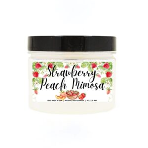 Body Dusting Powder – Scented Strawberry Peach Mimosa – 8oz Container with Lid and Puff Applicator