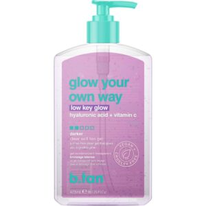 b.tan Dark Clear Self Tan Gel | Glow Your Own way, Low Key Glow – Transfer-Resistant Sunless Tanning Gel, Gradual Darker Bronze, Packed with Hyaluronic acid & Vitamin C, 16 Fl Oz