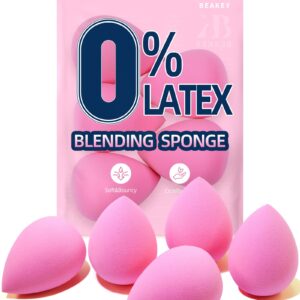 BEAKEY Latex-Free Blender Makeup Sponge for Blending, Pink Makeup Sponges Set, Soft Beauty Sponge, for Flawless Application of Liquid, Cream, and Powder Cosmetics
