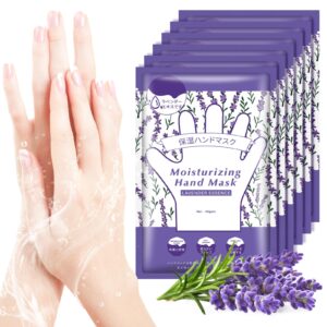 BYOTOUTY Lavender Essence Hand Masks Moisturizing Glove 6 Pack> Repairing Hand Masks for Dry Cracked Hands> Hydrating Hand Mask for Women with Aloe> Glycerin> Hand Care Christmas Spa Gift Set