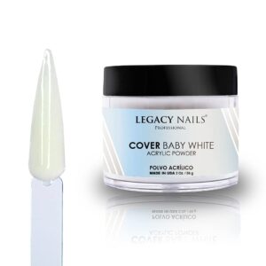 Legacy Nails Cover Acrylic Powder in Peach> Rose> Nude> White & Pink 2oz (Baby White)