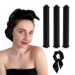 Flylipu Heatless Hair Curler, Heatless Curls Overnight Hair Curlers to Sleep in No Heat Hair Curler Curling Rod Headband Hair Rollers with Scarf, 3 Set Rod