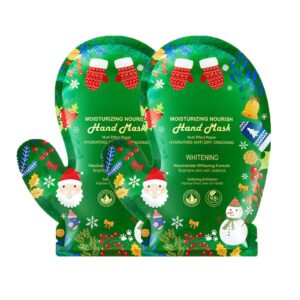 Naolve 2Pairs Christmas Nicotinamide Moisturizing Hand Mask Gifts Set> Travel Size for Women and Girls> Christmas Hand Mask for Dry Cracked Hand (Hand Size)