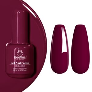 Beetles Wine Red Gel Nail Polish, 1Pcs 15ml Red Vanessa Wine Plum Gel Polish Soak Off Uv LED Lamp Nail Art Manicure Salon DIY Design at Home Gifts for Mom