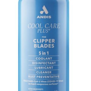 Andis 12556 Cool Care Plus 5-in-1 Clipper Blade Spray – Professional Grooming Tool with Easy Cleaning, Cooling, Disinfecting, Lubricating, and Rust Prevention – All Hairs Type, 6 Oz – Blue