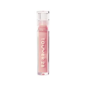 Tower 28 ShineOn Milky Lip Jelly, OAT, Non-Sticky, Hydrating Vegan Lip Gloss in Milky Peachy Pink, Apricot and Raspberry Seed Oil, Moisturizing, Clean, Cruelty Free