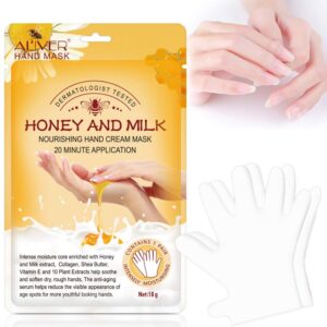 3 Pack Moisturizing Hand Mask Gloves> Hand Skin Repair Renew Mask> Hand Peeling Mask for Dry Hands> Repair Rough Skin for Women & Men (Milk) (honey milk)