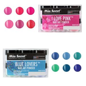 Mia Secret 6 pc Set Nail Powder – I Love Pink Collection & Blue Lovers Collection