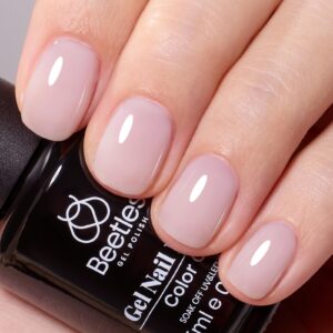 Beetles Jelly Gel Nail Polish, 15ml Nude Light Pink Jelly Gel Polish 1 Pcs Creamy Nude Neutral Nail Polish Nail Concealer Soak Off Nail Art Manicure Salon DIY Uv Nail Lamp Gifts for Her