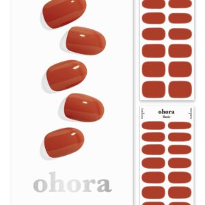 ohora Semi Cured Gel Nail Strips (N Cream Maple) – Red, Solid, Works with Any UV/LED Lamps, Salon-Quality, Long Lasting, Easy to Apply & Remove – Includes 2 Prep Pads, Nail File & Wooden Stick