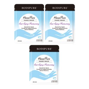 BODIPURE HandPure Hand Mask> Intensive Repairing Treatment for Dry Cracked Hands> Anti-aging Moisturizing Gloves> Repairs Rough and Extra Dry Hands> For Women and Men 3 Pack