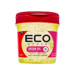 Eco Style Moroccan Argan Oil Styling Gel – Promotes Healthy Hair – Nourishes And Repairs – Delivers Long Lasting Shine – Provides Maximum Hold and Helps Tame Frizz – Ideal For All Hair – 8 oz