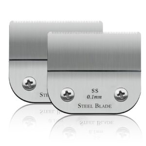 2 Packs Model #64160 Professional Detachable Replacement Stainless-Steel Blades,Cut Length 1/150″(0.1mm),compatible with Andis Ultraedge Outliner Blade/oster Classic 76/Star-Teq/Power-Teq/A5 Clipper