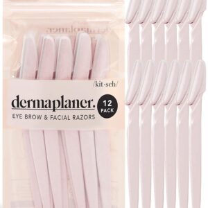 Kitsch Dermaplaning Tool – Face Razors for Women and Men, Eyebrow Trimmer and Face Shaver, Facial Hair Removal, Facial Razors for Women and Men, Dermaplane Razor – 12pc, Blush