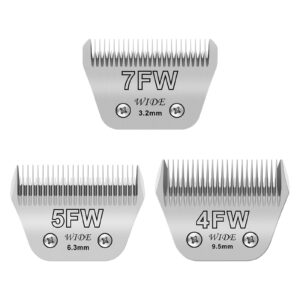 Newbulu 3Pack Dog Grooming Wide Blade,Detachable Pet Dog Grooming Blades,Compatible with Andis,Oster A5,Wahl km10 Clippers.（4FW+5FW+7FW）