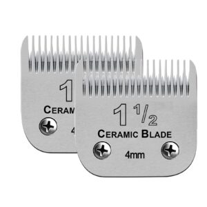 2 Packs Professional Detachable Replacement Ceramic Blades Size 1-1/2,Cut Length 5/32-Inch 4mm,compatible with Andis AGC,BDC,BGC,MBG Series/oster Classic 76/Star-Teq/Power-Teq/A5 Clipper