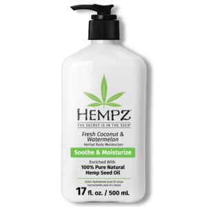 Hempz Body Lotion – Fresh Coconut & Watermelon Daily Moisturizing Cream, Shea Butter Body Moisturizer – Skin Care Products, Hemp Seed Oil – Large