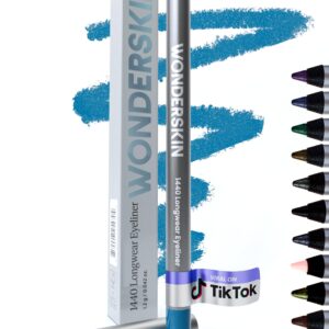 Wonderskin 1440 Longwear Blue Waterproof Eyeliner Pencil – Sharpenable Eyeliner Pencil and Smudge Proof Blue Eye Liner Pencils (Aqua)