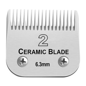 YAZIYIR Professional Detachable Replacement Ceramic Blades Set,Compatible with Andis AGC,BDC,BGC,MBG Series,Oster Classic 76/Star-Teq/Power-Teq Clippers,Size 2#,1/4-Inch(6.3mm)