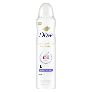 DOVE WOMENS DEO Advanced Care Invisible Dry Spray Antiperspirant Deodorant No White Marks on 100 Colors Sheer Fresh 48-Hour Sweat and Odor Protecting Deodorant for Women 3.8 oz, (Pack of 1)