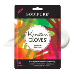 Bodipure Premium Hand Mask Keratin Gloves> Moisturizing Gloves for Dry Hands & Nail-Strengthening & Cuticle Softening> Spa Experience at Home> No Harm Chemical & For All Skin Types 1 Pair