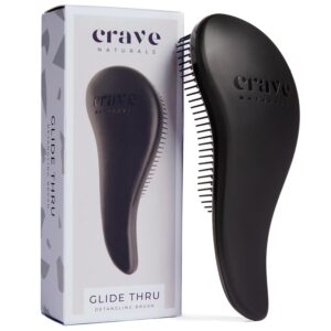 Crave Naturals Biggie Glide Thru Hair Brush – Detangler Brush for Curly, Straight, Wet or Dry Hair – Gentle Detangling Brushes for Adults, Kids, Toddlers – Hair Accessories for Women, 8.4×3.4″ – Black
