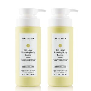 Naturium Bio-Lipid Restoring Moisturizing Body Lotion with Shea Butter, Fragrance Free, 14 oz (Duo 2-Pack)