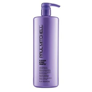 Paul Mitchell Platinum Blonde Violet Shampoo, Banishes Brass + Brightens, Ideal for Light to Medium Blonde, Silver, Gray or White Hair, 33.8 fl oz