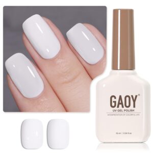 GAOY White Gel Nail Polish, 16ml Color 1002 Soak Off UV Light Cure Gel Polish for French Tips Nail Art DIY Manicure at Home
