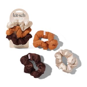 Kitsch Scrunchies for Women – No Crease Hair Ties No Damage | Soft Polyester Scrunchies for All Hair Types & Textures | Stylish & Comfortable, For Ponytails & Buns – Sedona, 3pcs