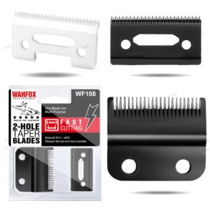 WAHFOX Universal Upgrade Hair Clippers Replacement Blades for Wahl Magic Clip WAHL 8148/8504/8591/1919 Repair Parts -1 440C fixed blade 1 440C moving blade 1 Stagger Tooth Ceramic blade (Black)