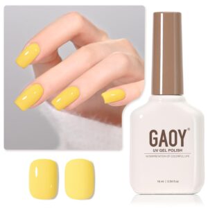 GAOY Yellow Gel Nail Polish, 16ml Soak Off Gel Polish, UV Light Cure for Nail Art DIY Manicure at Home, 2013 Sunny Yellow