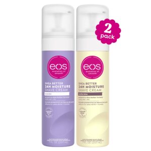 eos Shea Better Shaving Cream for Women – Variety Pack: Vanilla Bliss + Lavender | Shave Cream, Skin Care and Lotion with Shea Butter and Aloe | 24 Hour Hydration | 7 fl oz | Pack of 2