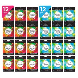Bodipure Premium Keratin Gloves and Socks Bundle – Nail Strengthening Hand Masks and Moisturizing Foot Masks – 12 Hand Glove Pairs and 12 Sock Pairs