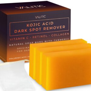 Valitic Unisex Dark Spot Corrector Bar, 100g – Exfoliating, SLS and Paraben-Free Turmeric Soap for Skin Tone Correction, Vitamin C, Retinol and Collagen Blend