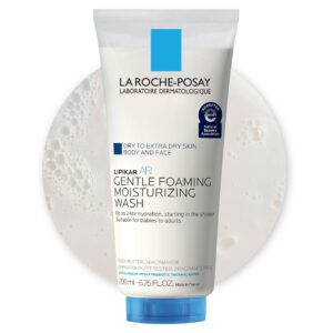 La Roche-Posay Lipikar AP+ Gentle Foaming Moisturizing Wash, Shea Butter + Niacinamide + Glycerin, Moisturizing Body Wash & Face Wash For Dry Skin, National Eczema Association Accepted, Soap Free